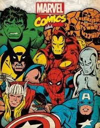 Portadas de cómics de Marvel mostrando héroes icónicos como Spider-Man, Iron Man y los Avengers.