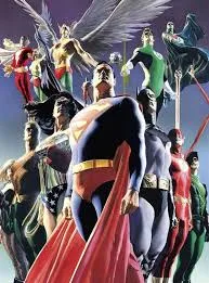 Un grupo de superhéroes de distintos universos, mostrando poderes y trajes icónicos en acción.